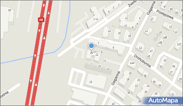 Wrocław, Franciszka Żwirki i Stanisława Wigury, 20, mapa Wrocławia