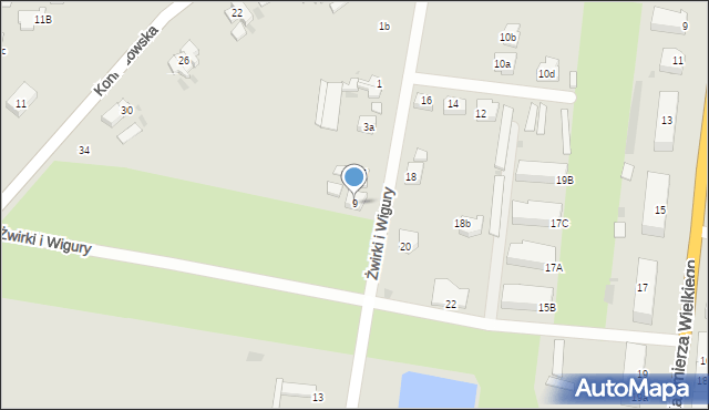 Wschowa, Franciszka Żwirki i Stanisława Wigury, 9, mapa Wschowa