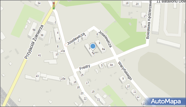 Żagań, Fredry Aleksandra, 7a, mapa Żagań