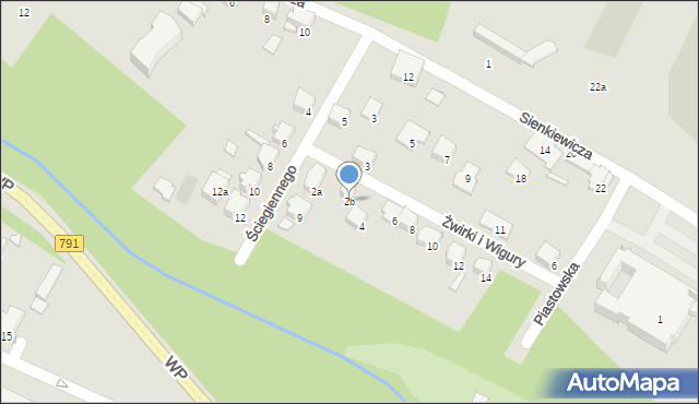 Zawiercie, Franciszka Żwirki i Stanisława Wigury, 2b, mapa Zawiercie