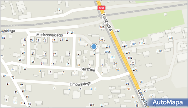 Zgierz, Frycza-Modrzewskiego Andrzeja, 1, mapa Zgierz