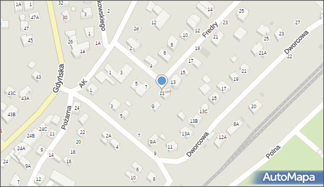 Żukowo, Fredry Aleksandra, 11, mapa Żukowo