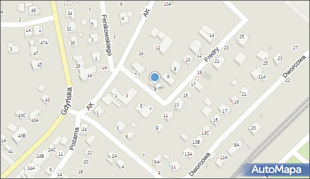 Żukowo, Fredry Aleksandra, 4, mapa Żukowo