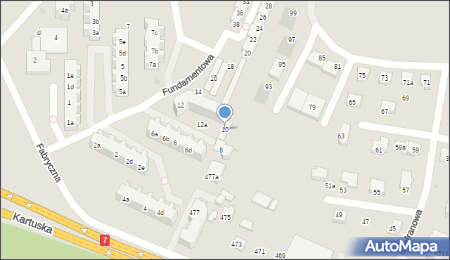 Gdańsk, Fundamentowa, 10, mapa Gdańska