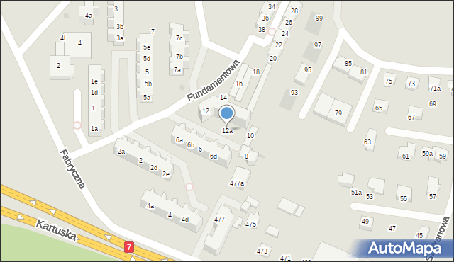 Gdańsk, Fundamentowa, 12a, mapa Gdańska