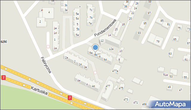 Gdańsk, Fundamentowa, 6b, mapa Gdańska