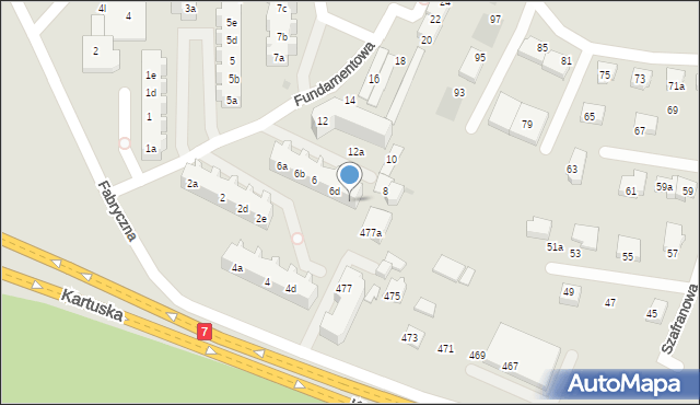 Gdańsk, Fundamentowa, 6e, mapa Gdańska