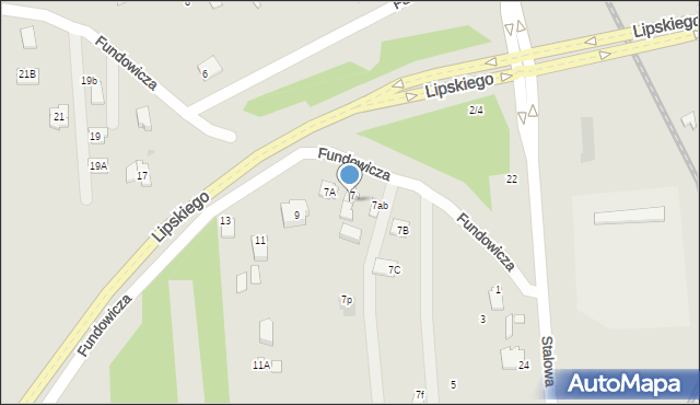 Radom, Fundowicza Stefana, 7aa, mapa Radomia