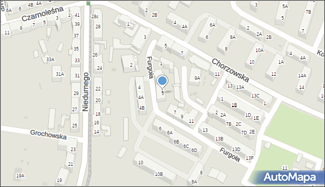 Ruda Śląska, Furgoła Jana, 5, mapa Rudy Śląskiej