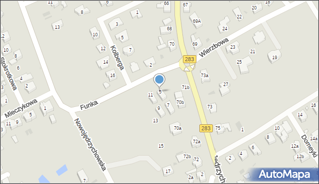 Zielona Góra, Funka Kazimierza, 5, mapa Zielona Góra