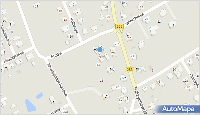 Zielona Góra, Funka Kazimierza, 9, mapa Zielona Góra