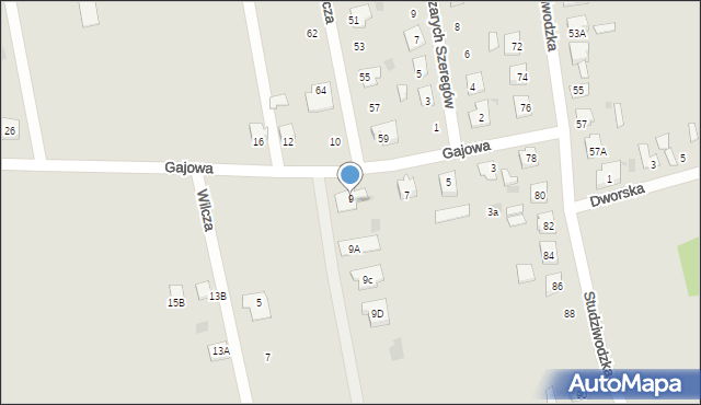 Bielsk Podlaski, Gajowa, 9, mapa Bielsk Podlaski