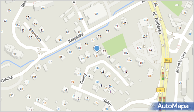 Bielsko-Biała, Galicy Andrzeja, gen., 31, mapa Bielsko-Białej
