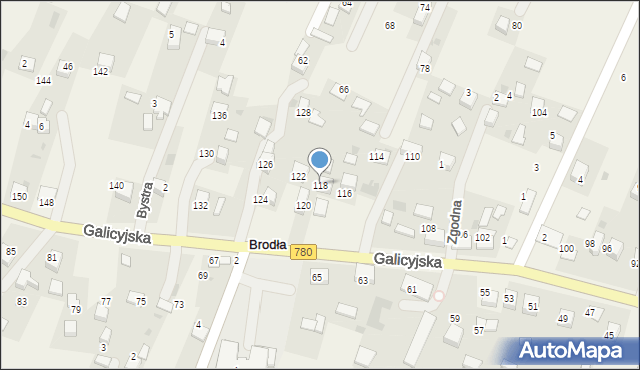 Brodła, Galicyjska, 118, mapa Brodła