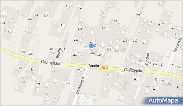 Brodła, Galicyjska, 124, mapa Brodła