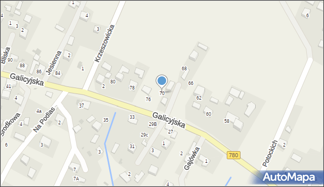 Brodła, Galicyjska, 70, mapa Brodła