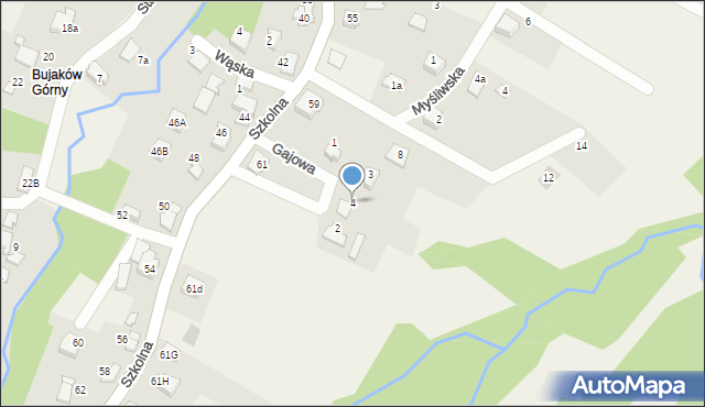Bujaków, Gajowa, 4, mapa Bujaków