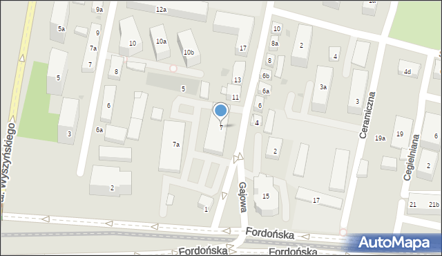 Bydgoszcz, Gajowa, 7, mapa Bydgoszczy