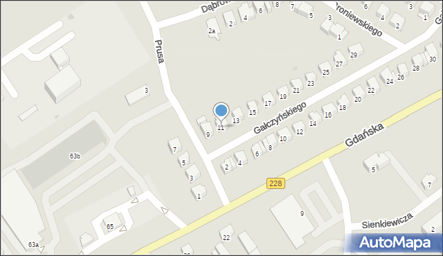 Bytów, Gałczyńskiego Konstantego Ildefonsa, 11, mapa Bytów