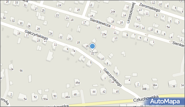 Chojnice, Gałczyńskiego Konstantego Ildefonsa, 12, mapa Chojnic