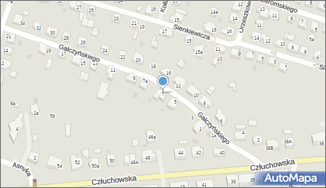 Chojnice, Gałczyńskiego Konstantego Ildefonsa, 7, mapa Chojnic