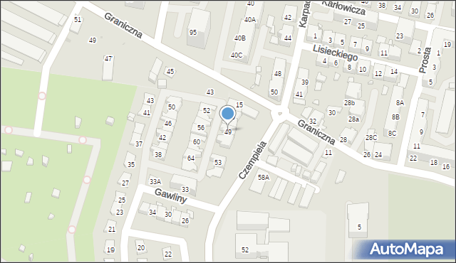 Chorzów, Gawliny Józefa, ks. bp., 49, mapa Chorzów