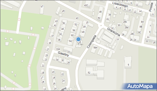 Chorzów, Gawliny Józefa, ks. bp., 55, mapa Chorzów