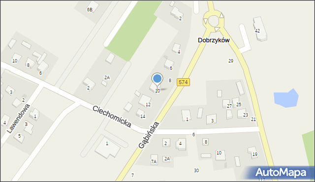 Dobrzyków, Gąbińska, 10, mapa Dobrzyków