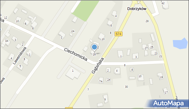 Dobrzyków, Gąbińska, 14, mapa Dobrzyków