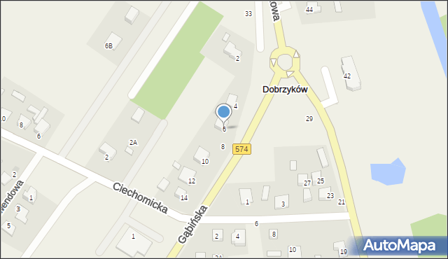 Dobrzyków, Gąbińska, 6, mapa Dobrzyków