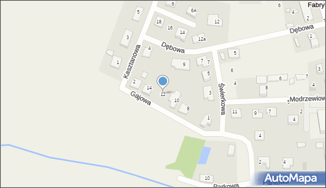 Dobrzyniewo Fabryczne, Gajowa, 12, mapa Dobrzyniewo Fabryczne