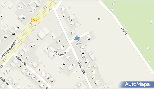 Dojazdów, Galicyjska, 17, mapa Dojazdów