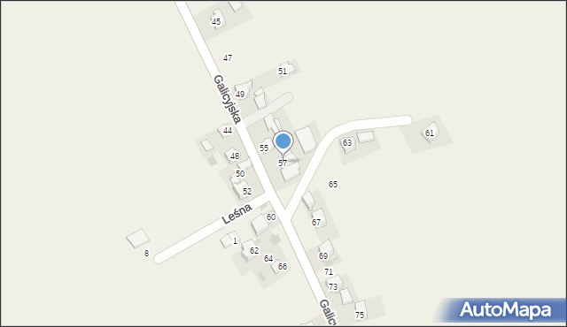 Dojazdów, Galicyjska, 57, mapa Dojazdów