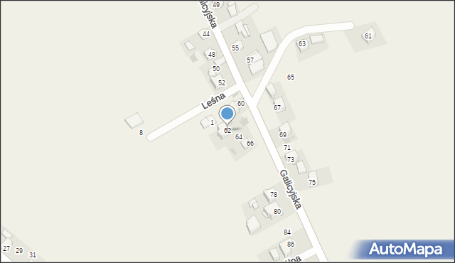 Dojazdów, Galicyjska, 62, mapa Dojazdów