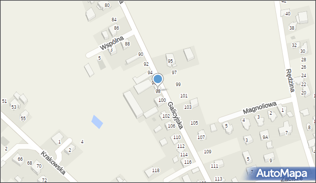 Dojazdów, Galicyjska, 98, mapa Dojazdów