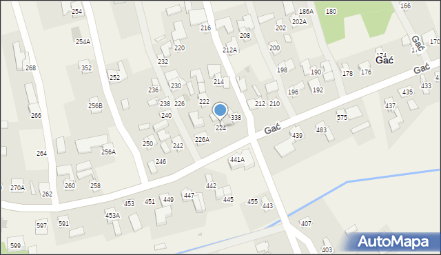 Gać, Gać, 224, mapa Gać