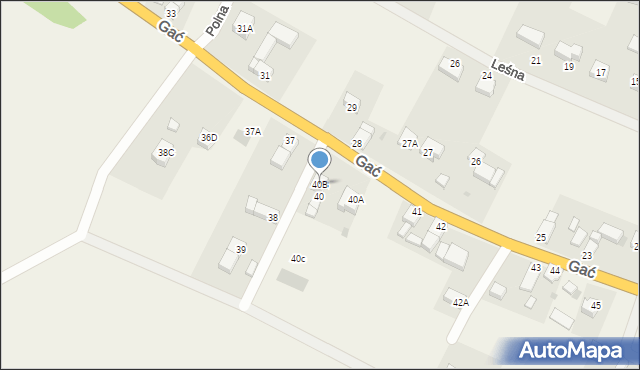 Gać, Gać, 40B, mapa Gać