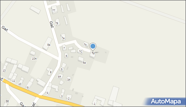 Gać, Gać, 7d, mapa Gać