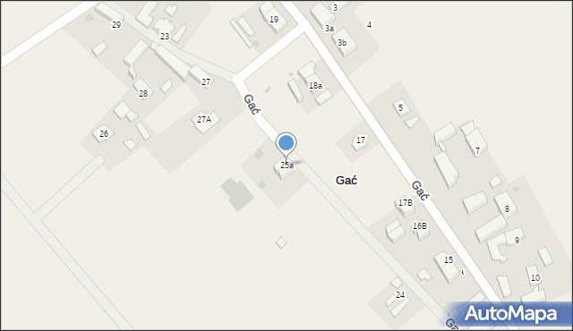 Gać, Gać, 25a, mapa Gać