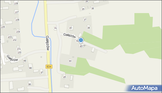 Gałęzów, Gałęzów, 43, mapa Gałęzów
