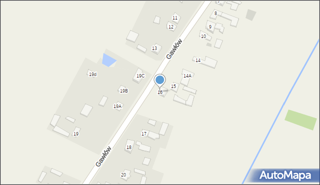Gawłów, Gawłów, 16, mapa Gawłów