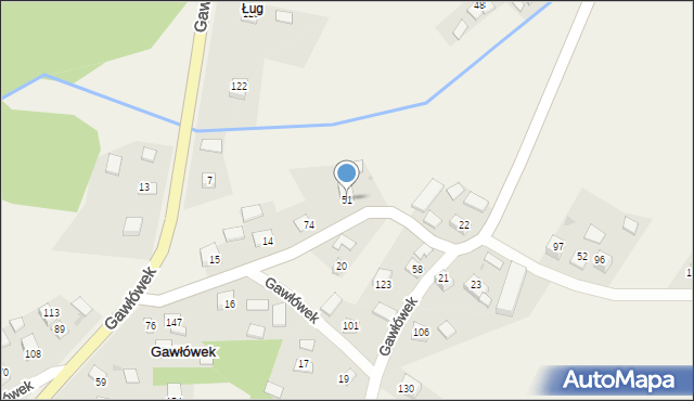 Gawłówek, Gawłówek, 51, mapa Gawłówek
