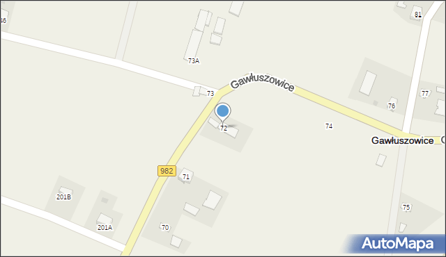 Gawłuszowice, Gawłuszowice, 72, mapa Gawłuszowice