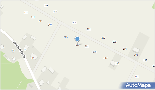 Gawrych Ruda, Gawrych Ruda, 203, mapa Gawrych Ruda