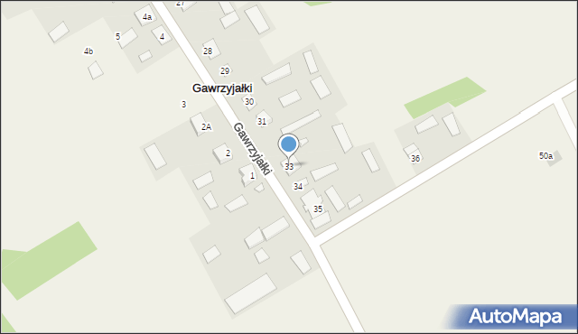 Gawrzyjałki, Gawrzyjałki, 33, mapa Gawrzyjałki