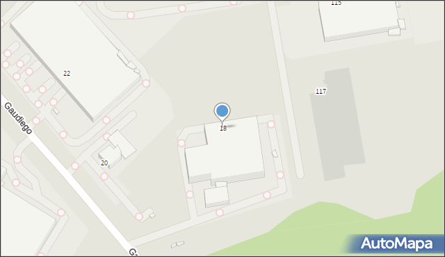 Gliwice, Gaudiego Antonio, 18, mapa Gliwic