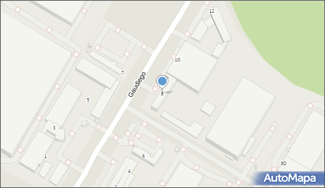 Gliwice, Gaudiego Antonio, 8, mapa Gliwic