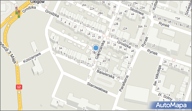 Głogów, Garncarska, 7, mapa Głogów