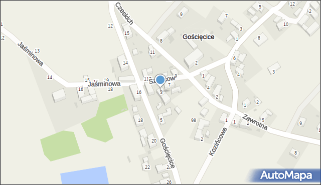 Gościęcice, Gajowa, 3, mapa Gościęcice