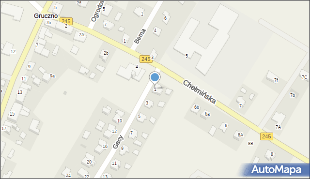 Gruczno, Gacy Leonarda, 1, mapa Gruczno
